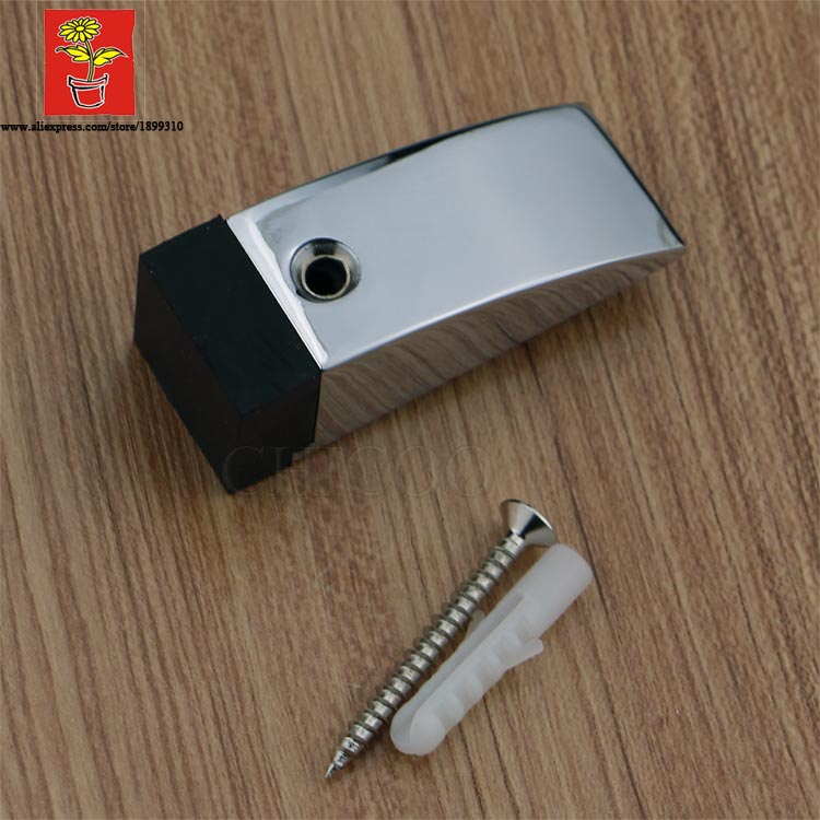 white Chrome Rubber Floor mounted Door Stopper